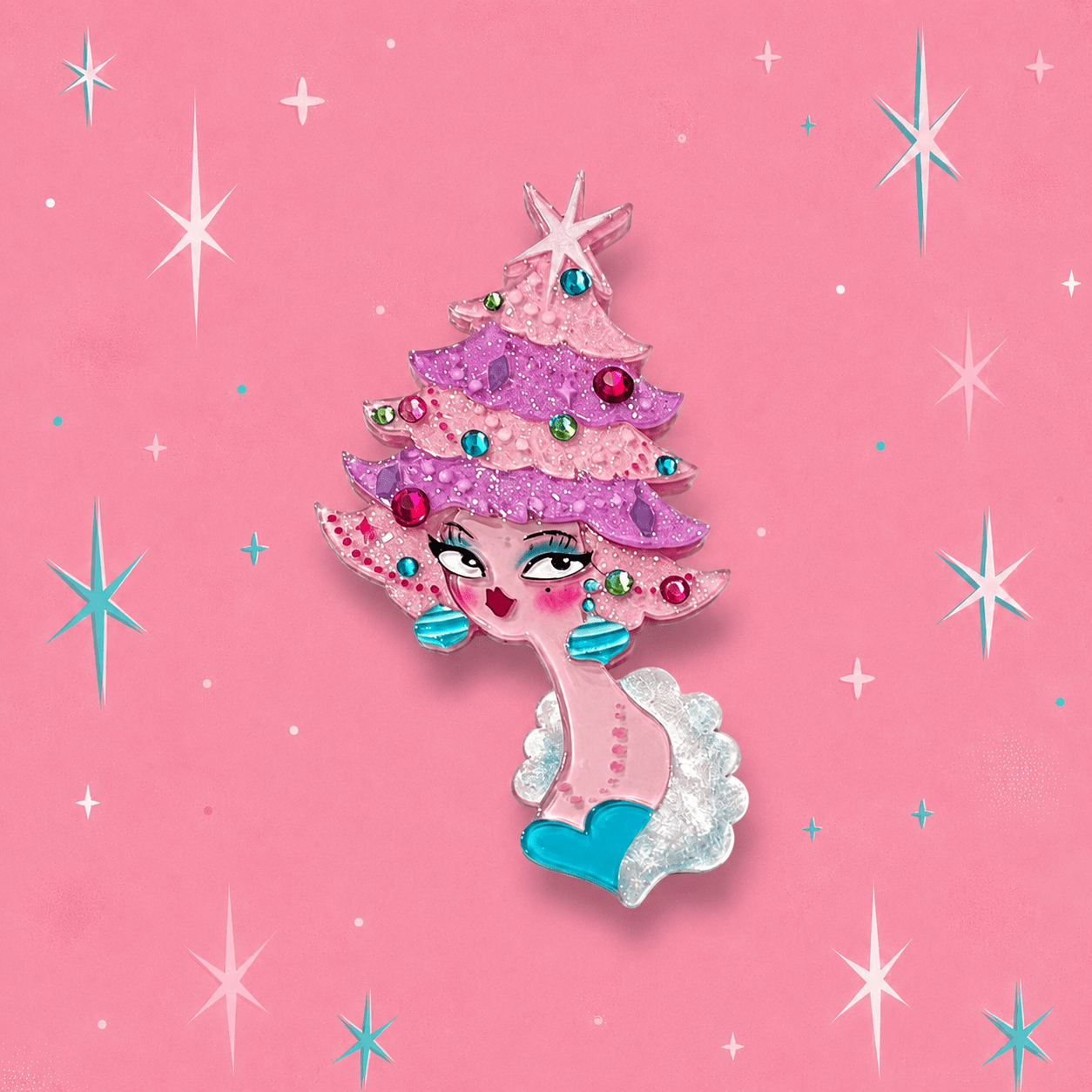 Pinkmas Glam Brooch by Miss Fluff x Lipstick & Chrome