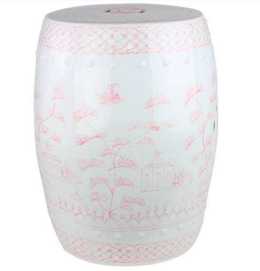 SOFT PINK VILLAGE SCENE GARDEN SEAT