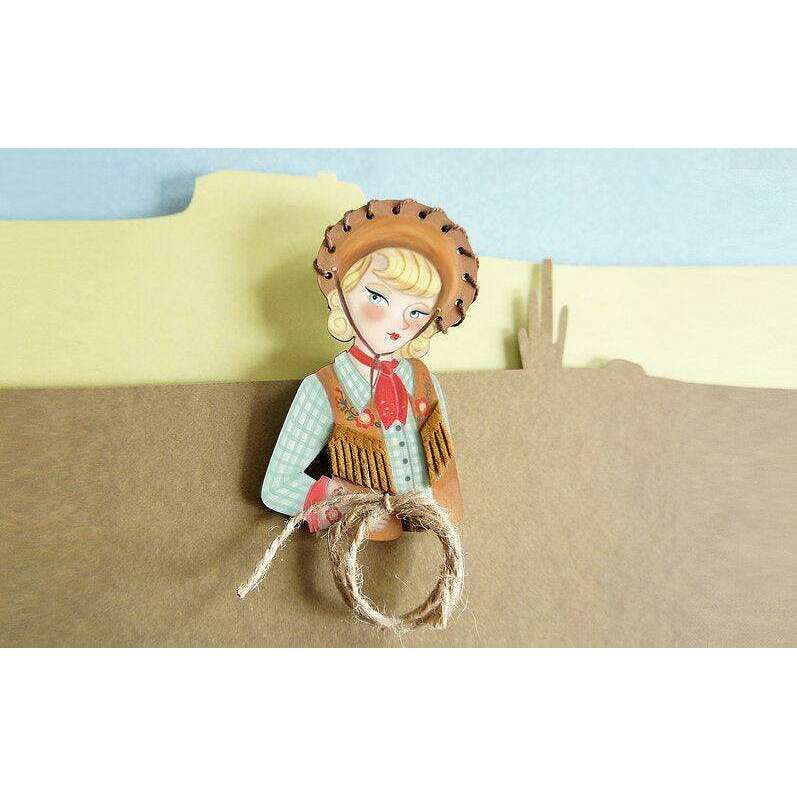 Pinup Cowgirl Western Brooch by Laliblue