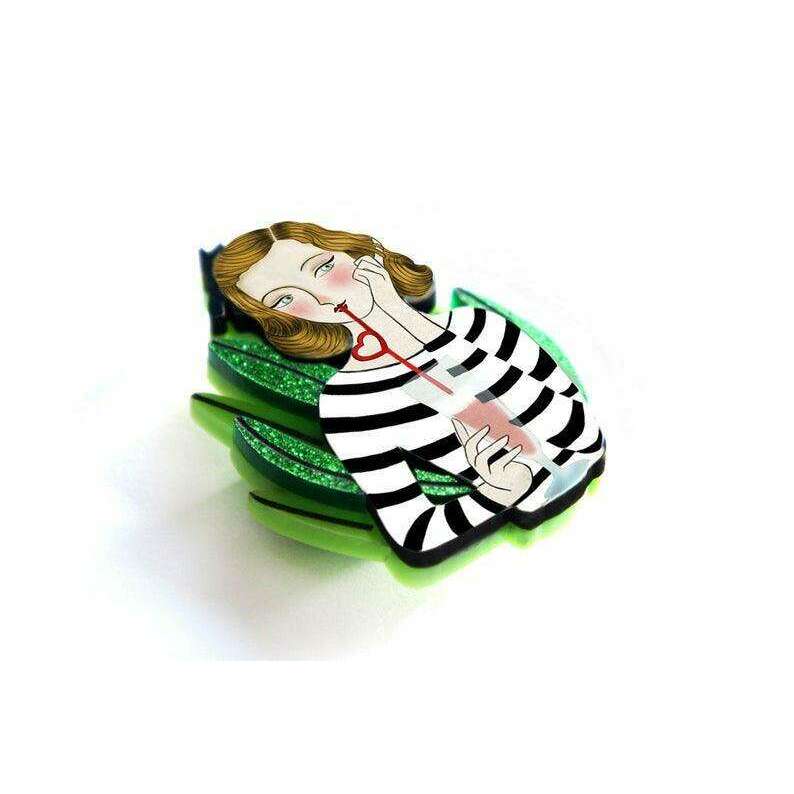 PinUp with Milkshake Brooch by Laliblue