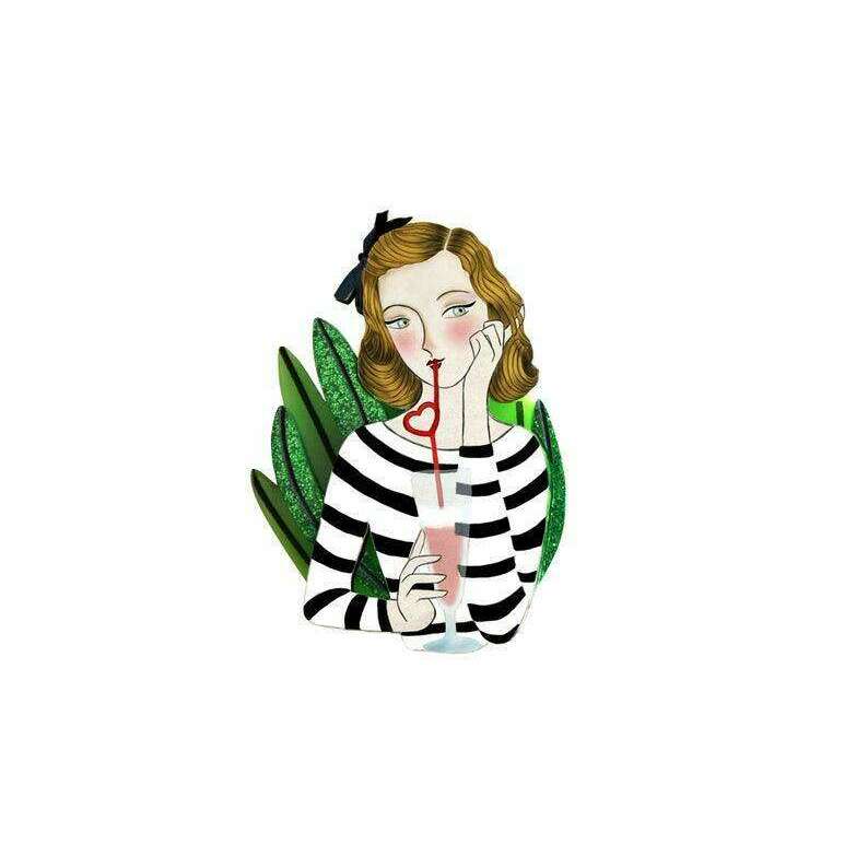 PinUp with Milkshake Brooch by Laliblue