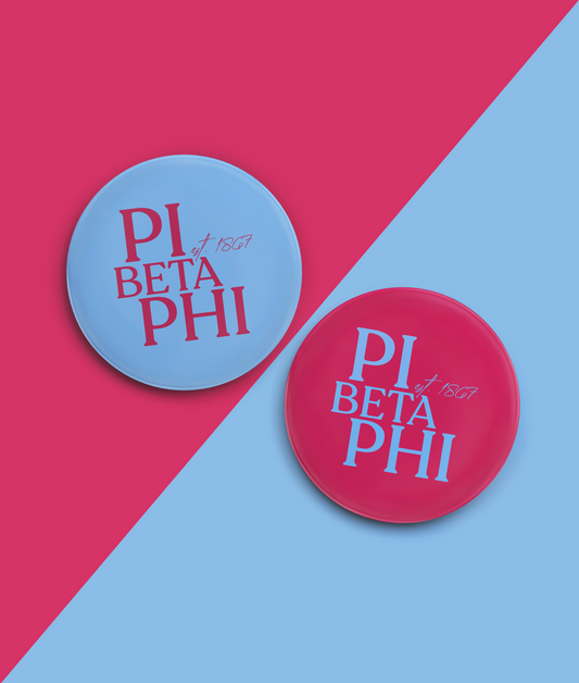 two blue and pink circular objects