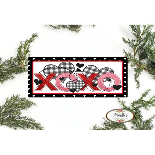 Plaid XOXO Valentine Hearts Sign - Wreath Enhancement