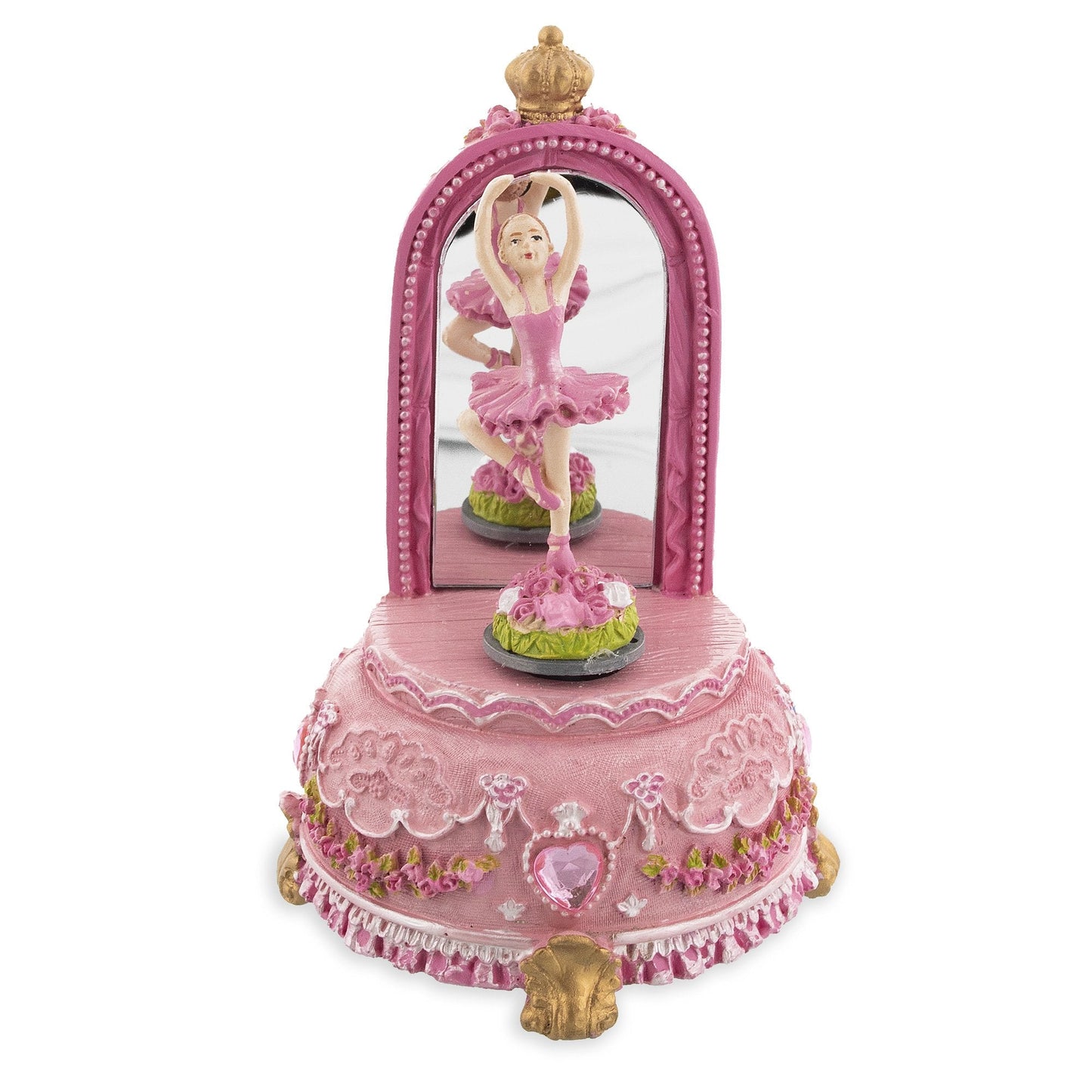 Animated Musical Ballerina Figurine - Rotating Swan Lake Mirror Music Box