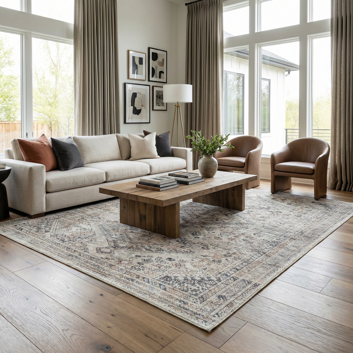 Barny Beige Flat Pile Washable Rug