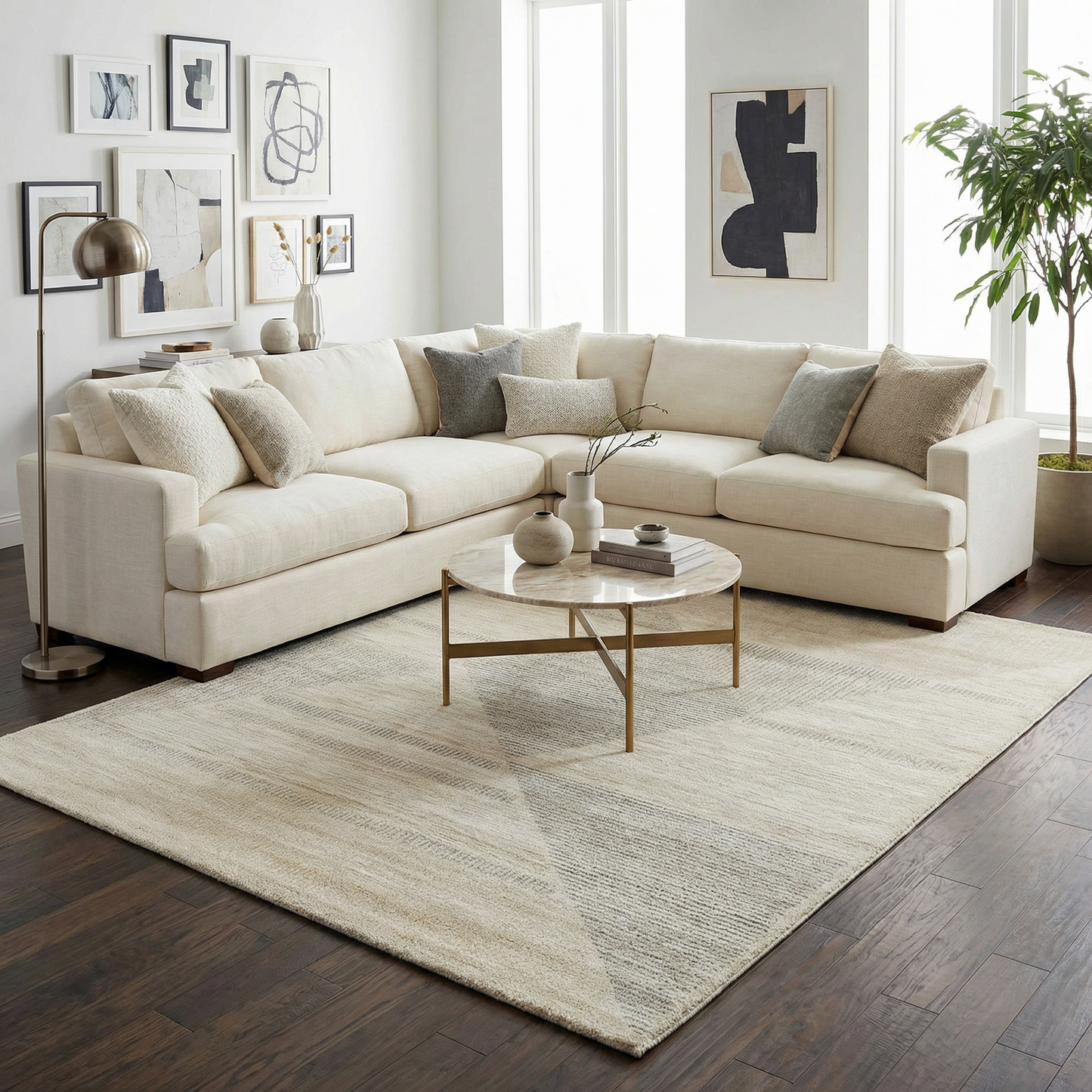 Chizu Geometric Neutral Luxe Rug