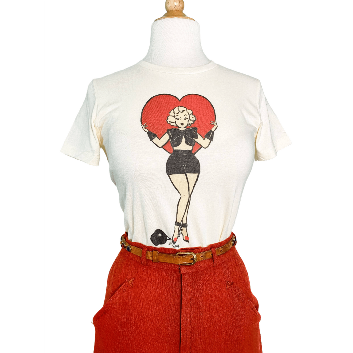 Prisoner of Love Fitted Tee in Ivory - X-LARGE