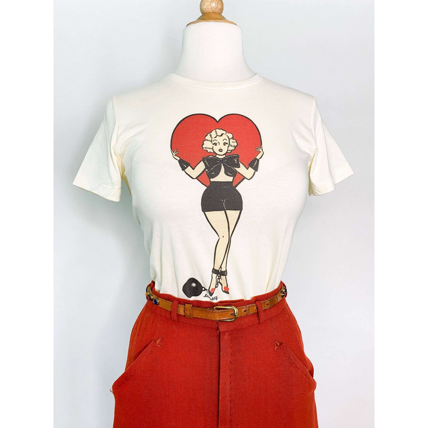 Prisoner of Love Fitted Tee in Ivory - X-LARGE