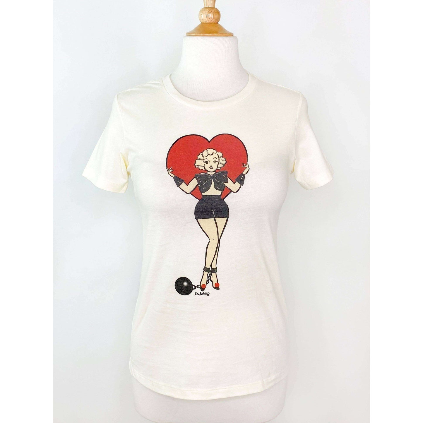 Prisoner of Love Fitted Tee in Ivory - X-LARGE