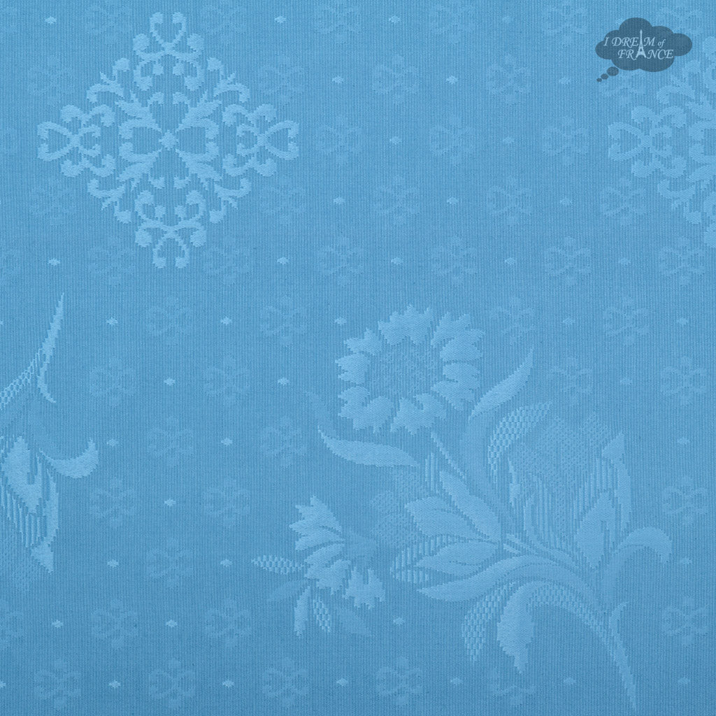 55x86" Rectangular Moustiers Blue Matelassé Tablecloth by Tissus Toselli