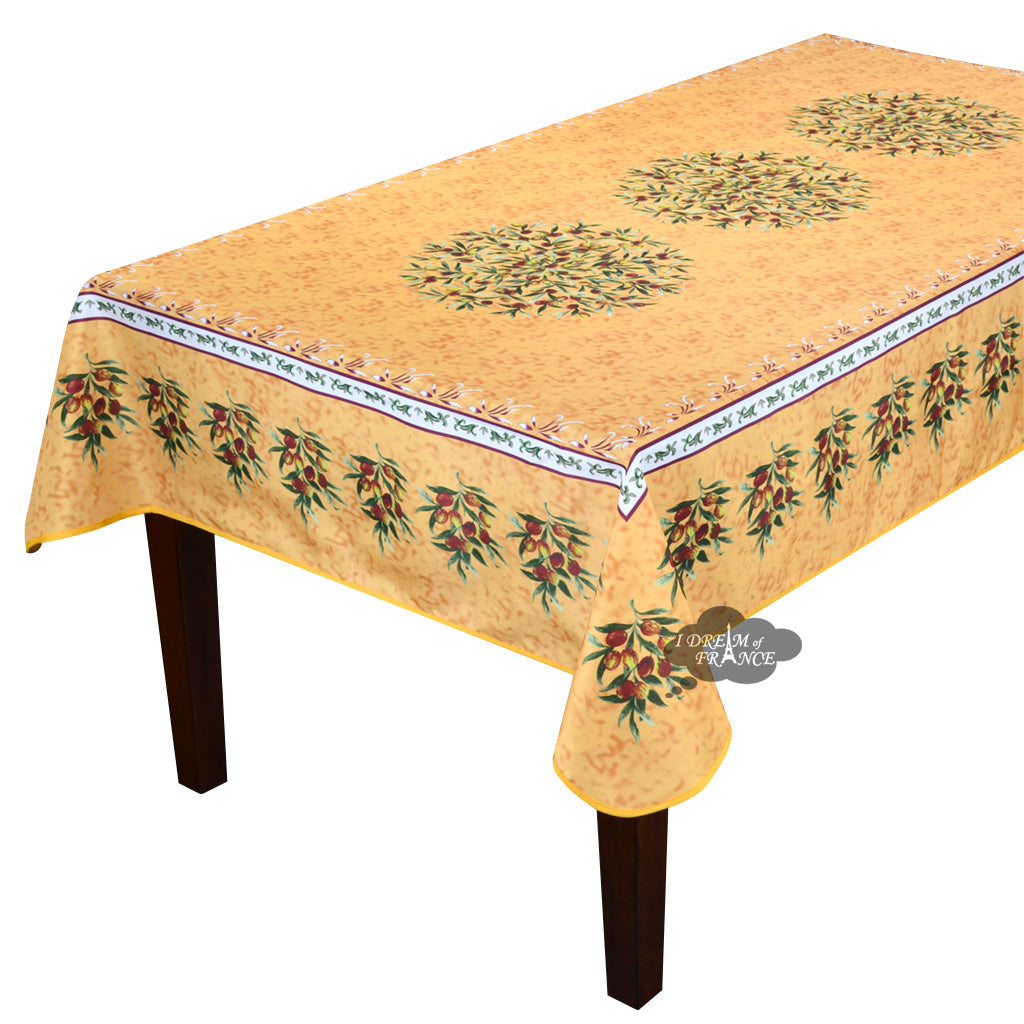 French Provencal tablecloth - Polyester - Stain-resistant - Rectangular - Provence Olivier yellow | Provence Imports