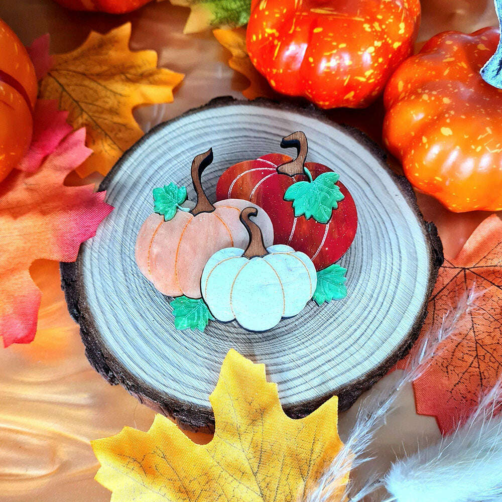 Pumpkin Patch Brooch by Cherryloco - ORANGE