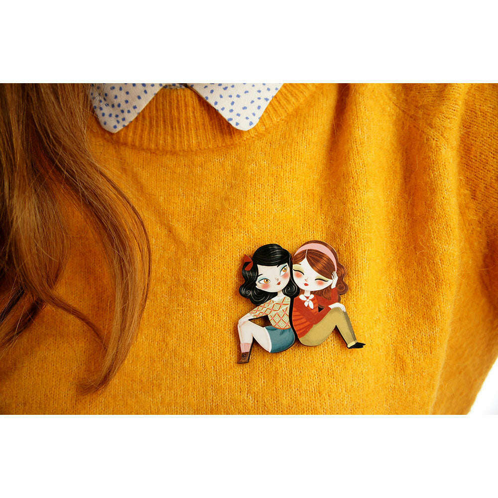 Puzzle with brunette girl brooch by Laliblue
