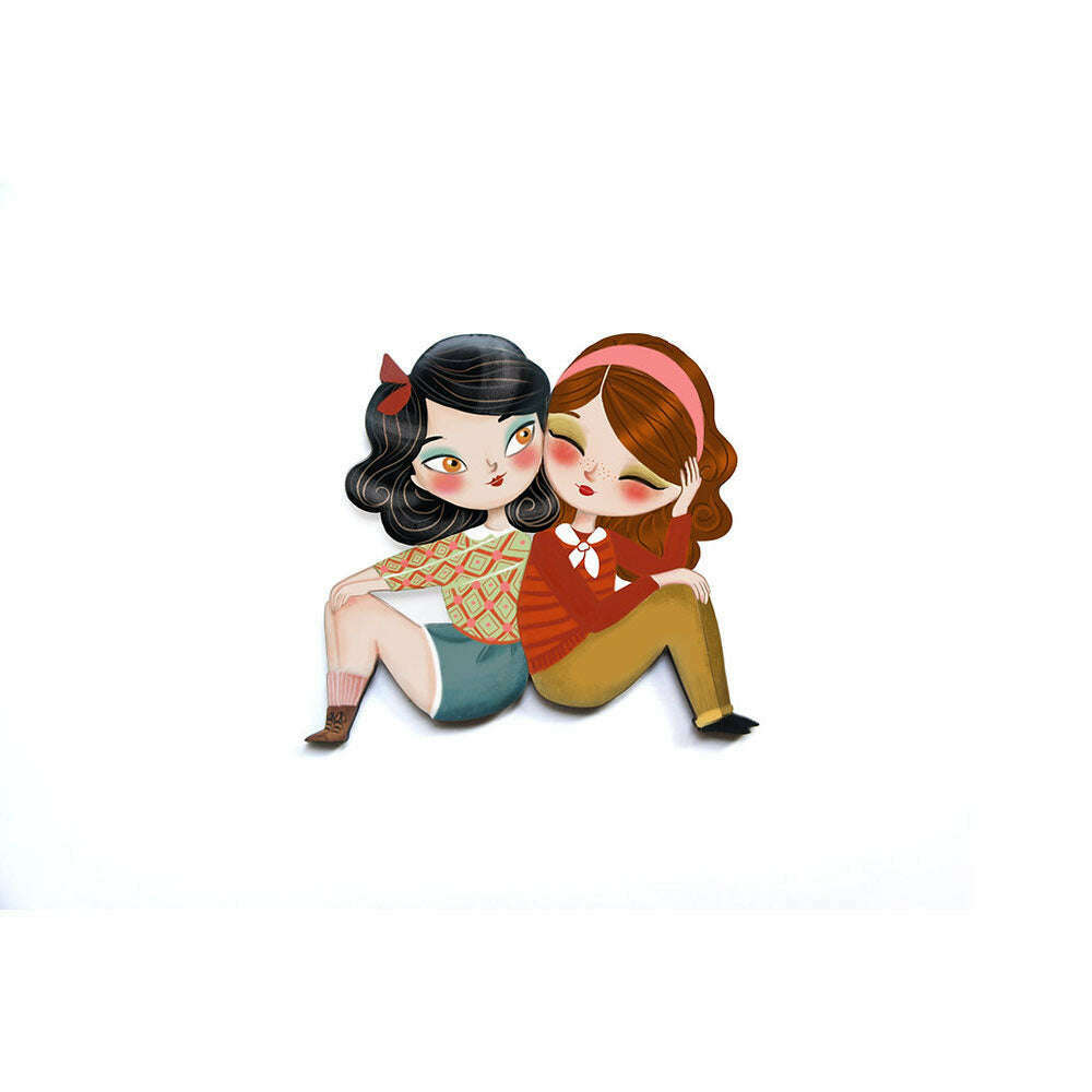 Puzzle with brunette girl brooch by Laliblue