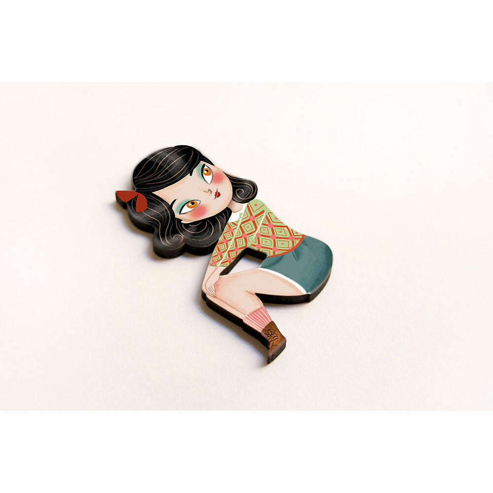 Puzzle with brunette girl brooch by Laliblue