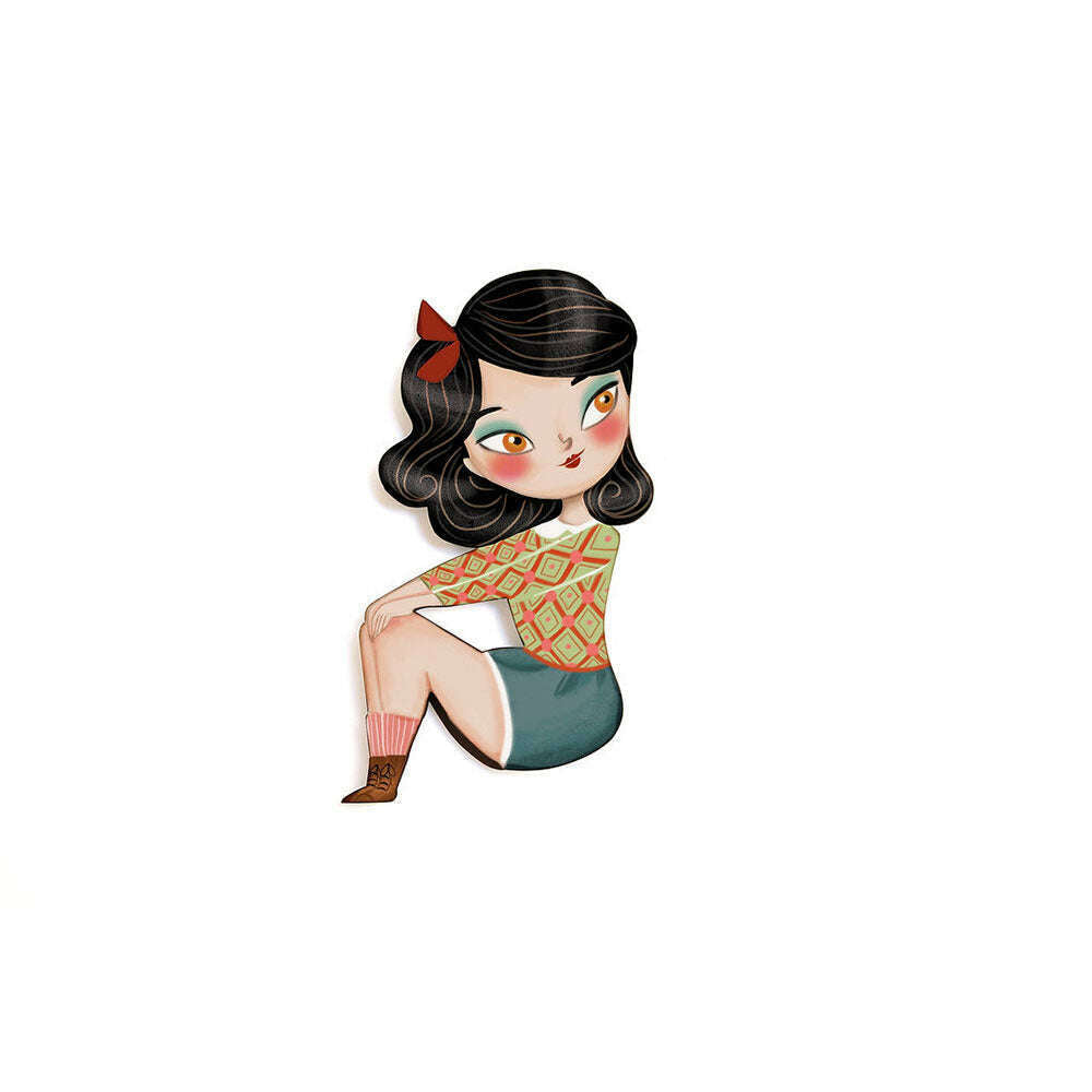 Puzzle with brunette girl brooch by Laliblue