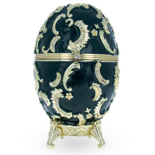 a black and gold egg shaped object