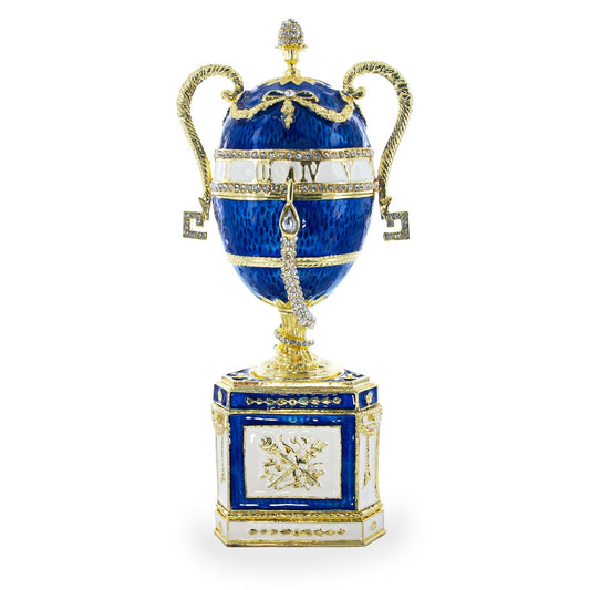 a blue and gold decorated egg shaped object