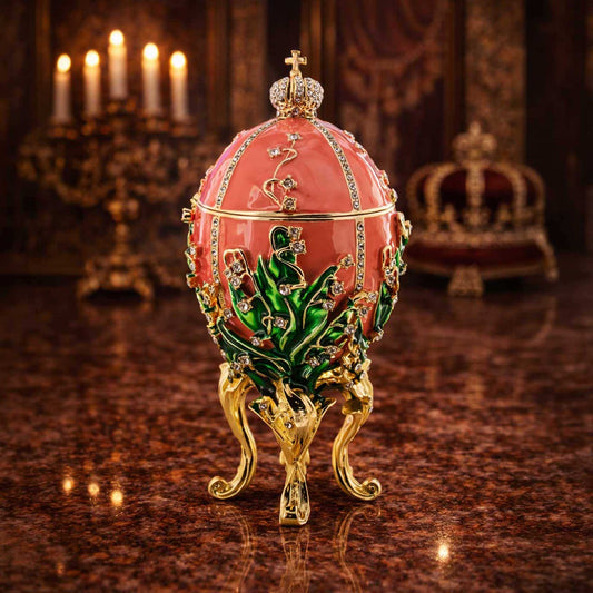 an egg shaped object with a crown and flowers on it