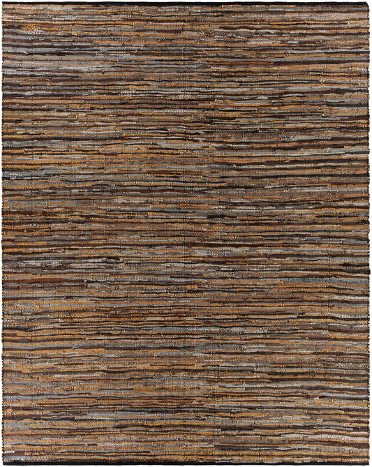 Hand Woven Leather Rag Rug - Clearance