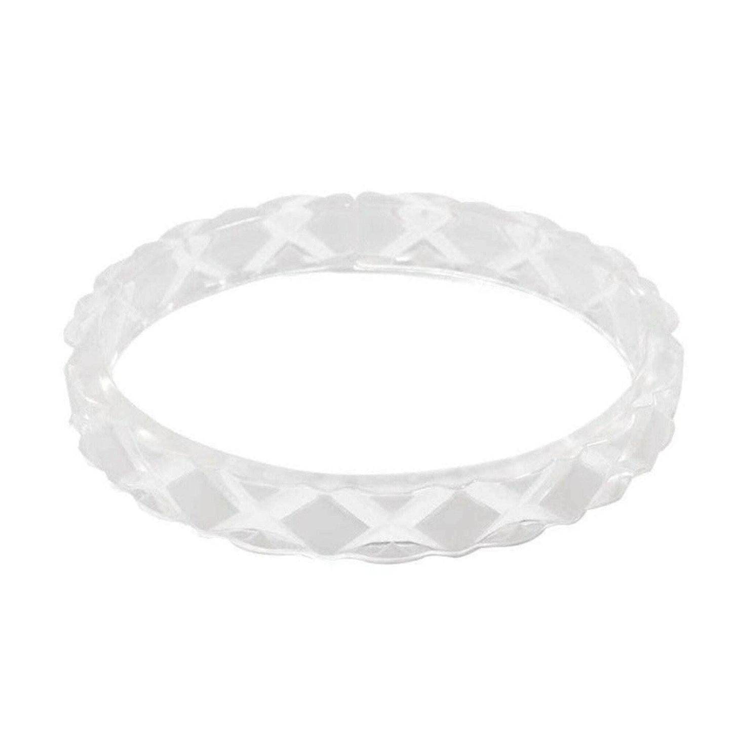 Quilted Resin Bangle Bracelet -WHITE