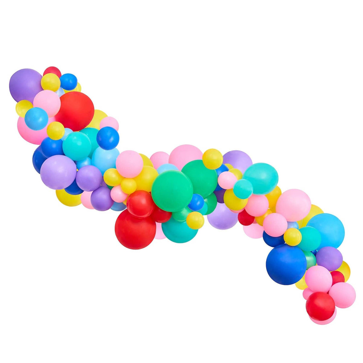 a bunch of balloons in a line