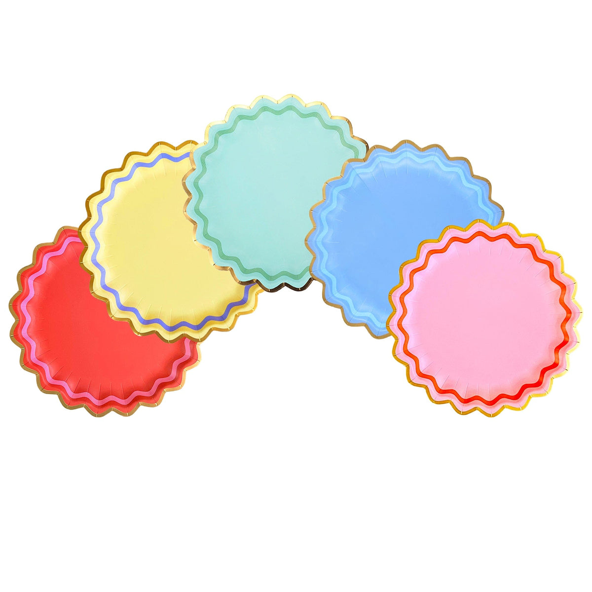 Rainbow Ric Rac Assorted Dinner Plates (10 ct, 5 colors)
