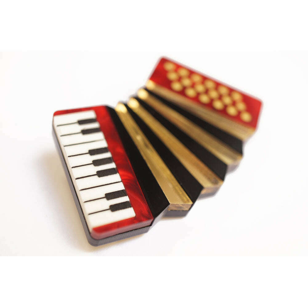 Red Accordion Brooch by Laliblue