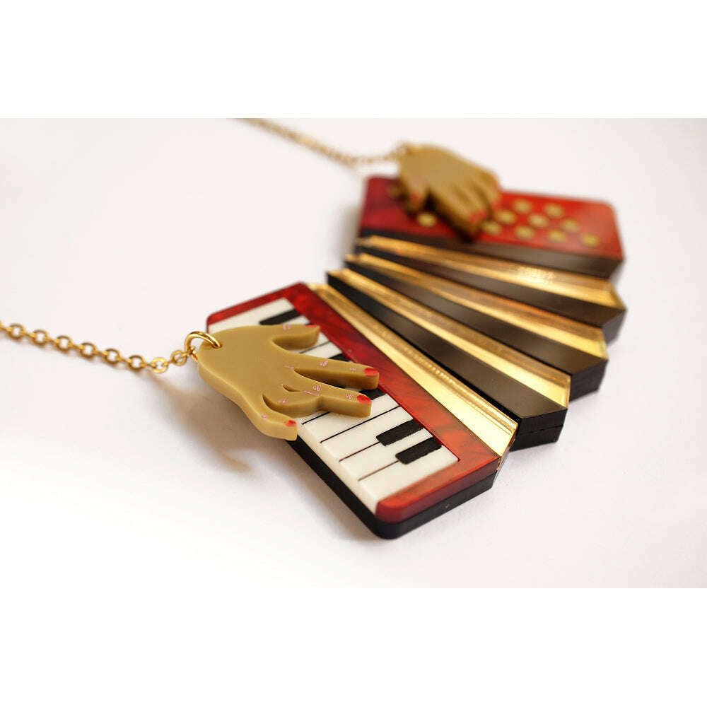 Red Accordion Necklace by Laliblue