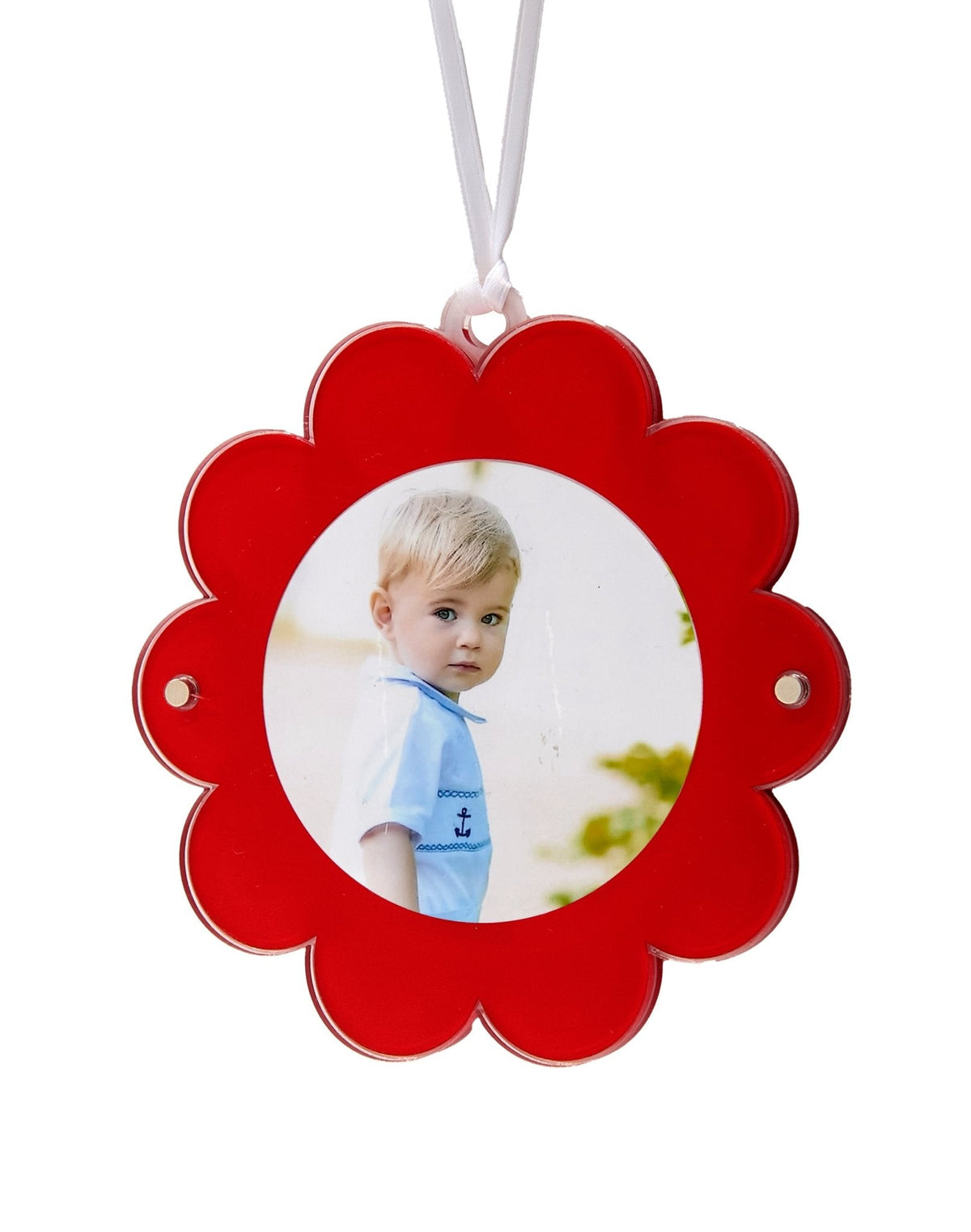 Red Acrylic Double-Sided Daisy Ornament