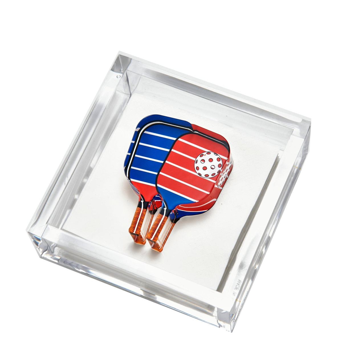 Red & Blue Pickleball Acrylic Cocktail Napkin Holder