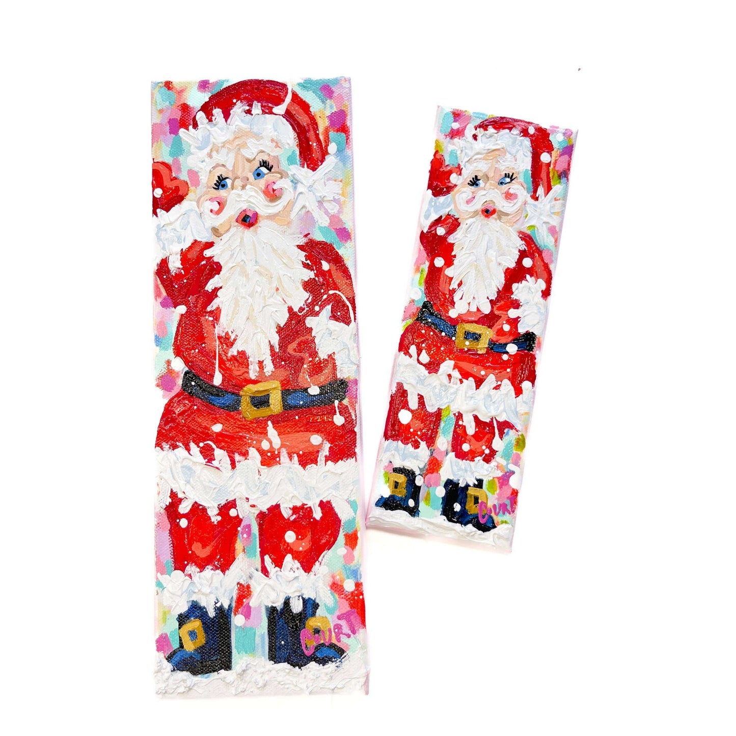 Red Velvet Vintage Santa Original Painting