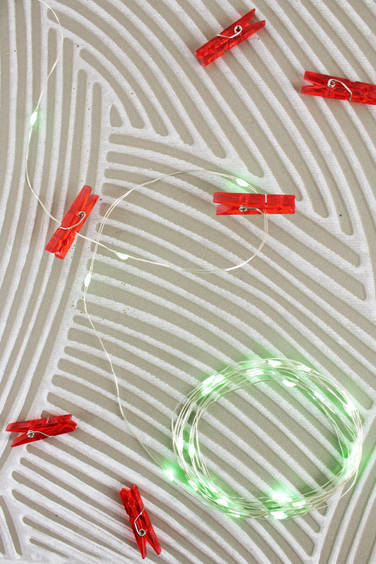 36 LED Red Christmas Card Clip String Light- Battery Operated