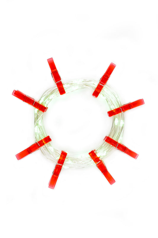 36 LED Red Christmas Card Clip String Light- Battery Operated