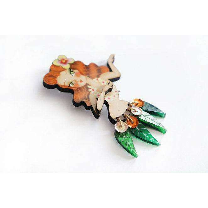 Redhead Hula Girl Brooch by Laliblue