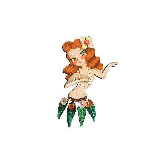 Redhead Hula Girl Brooch by Laliblue