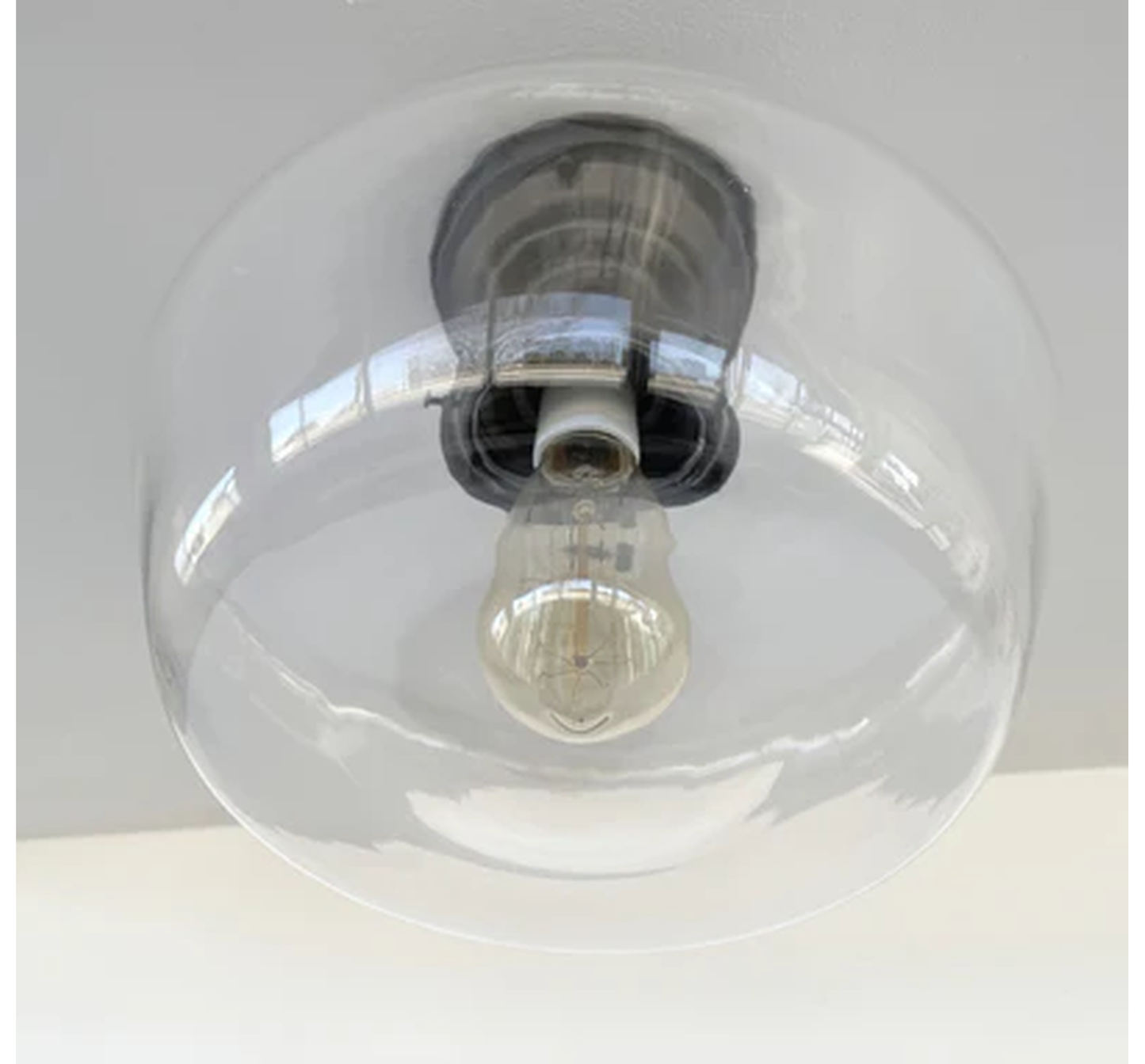 Large Clear Glass Schoolhouse Ceiling Light | 12"