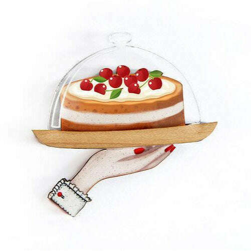 Retro Cherry Cake Brooch by Laliblue