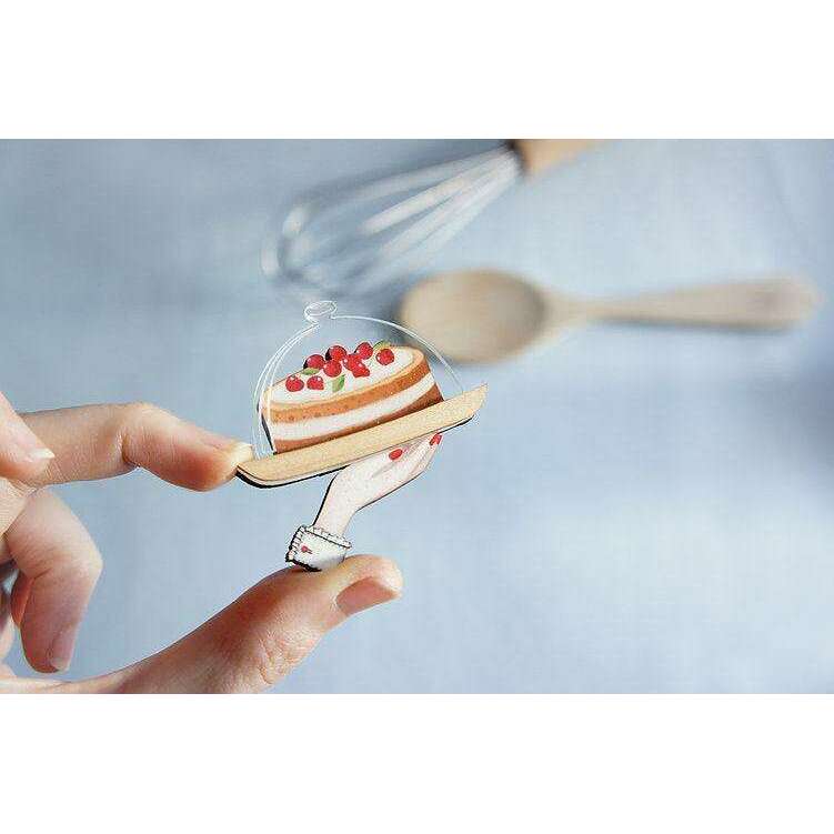 Retro Cherry Cake Brooch by Laliblue