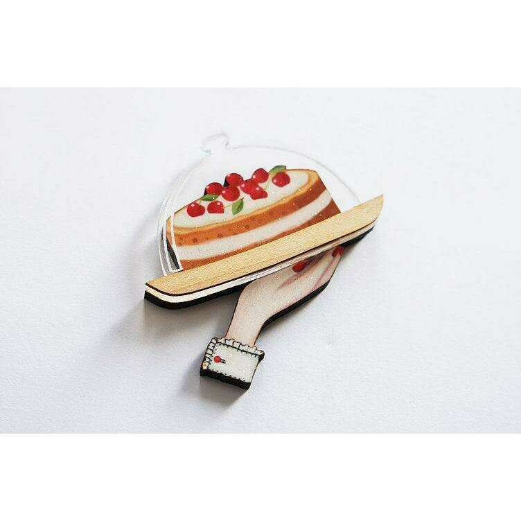 Retro Cherry Cake Brooch by Laliblue