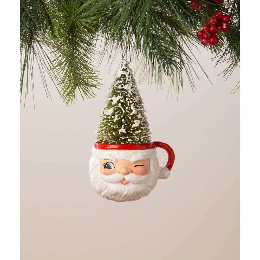 Retro Winking Santa Mug Ornament by Bethany Lowe Designs