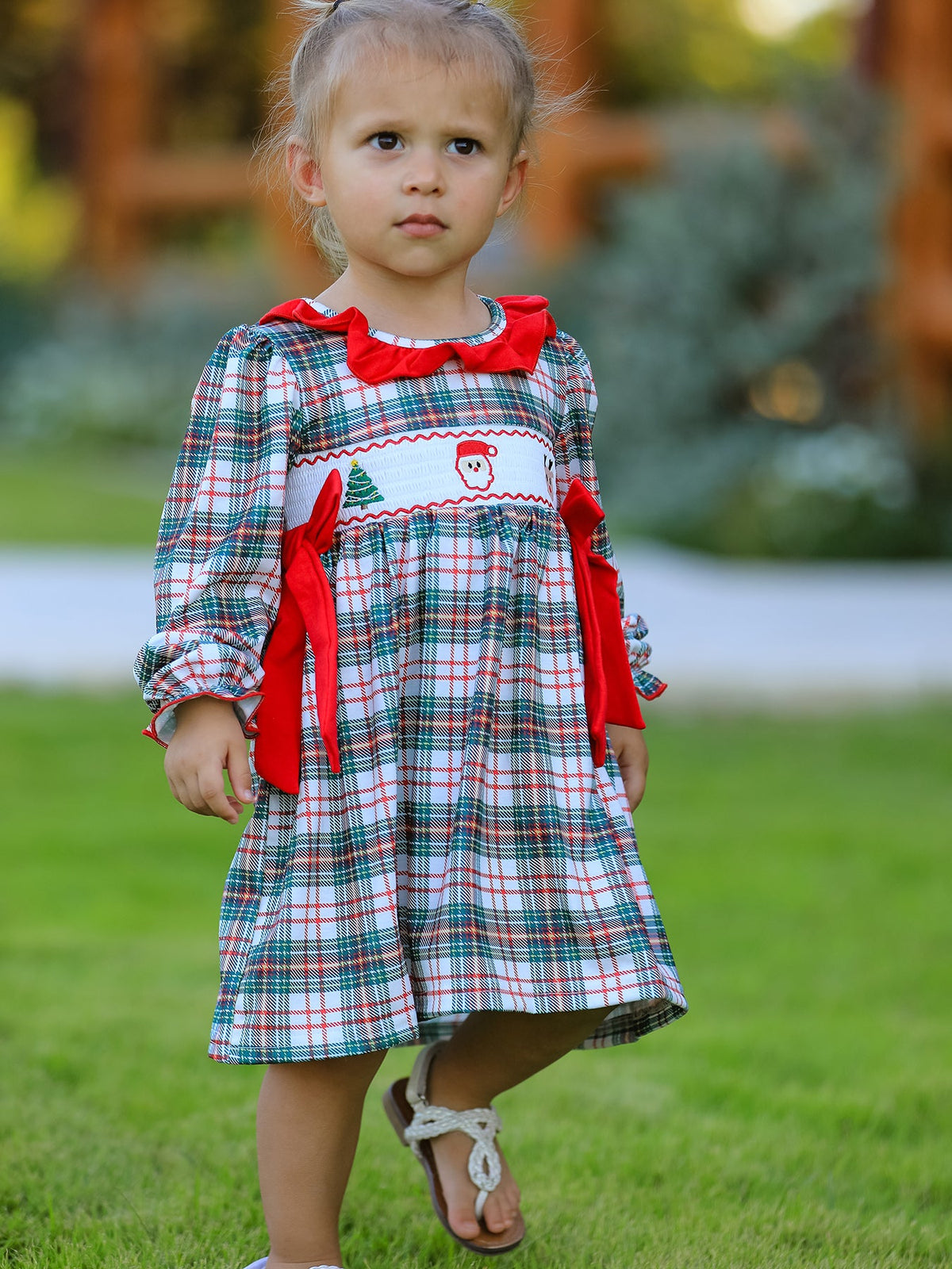 a girl in a dress
