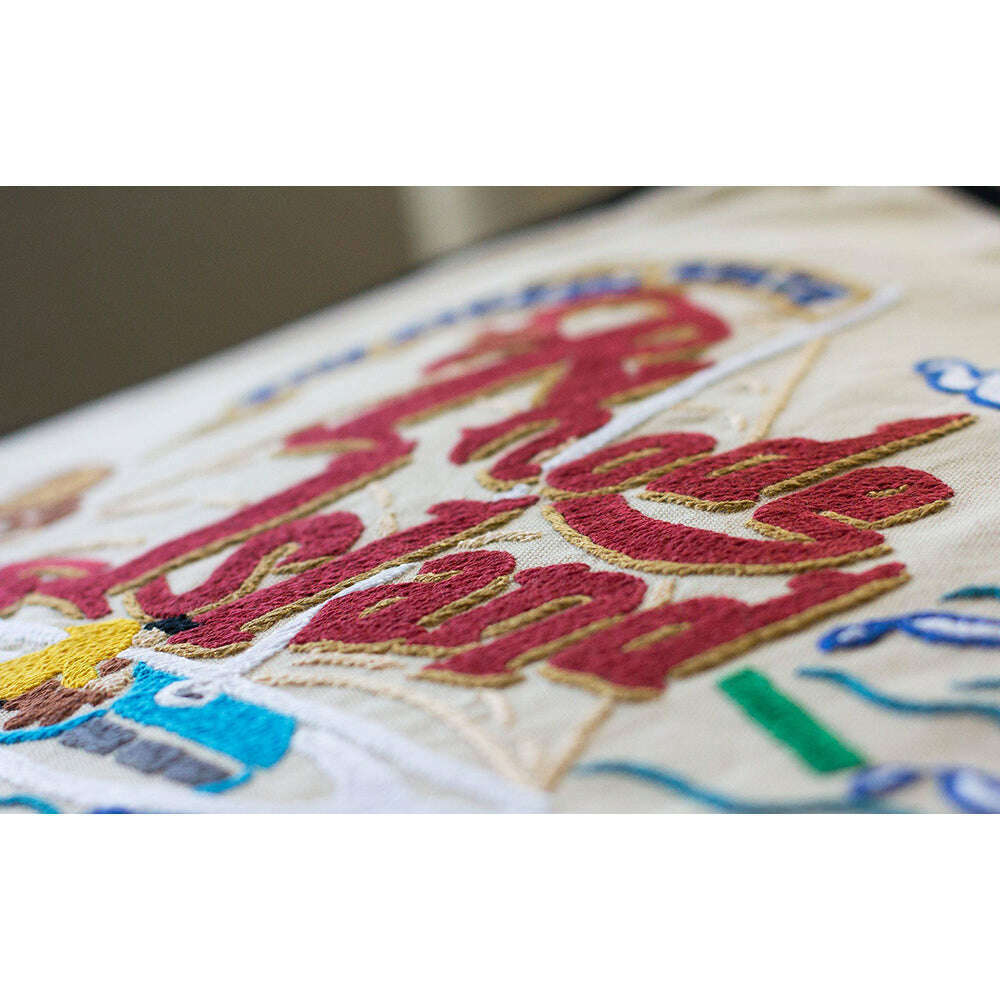 Rhode Island Hand-Embroidered Pillow