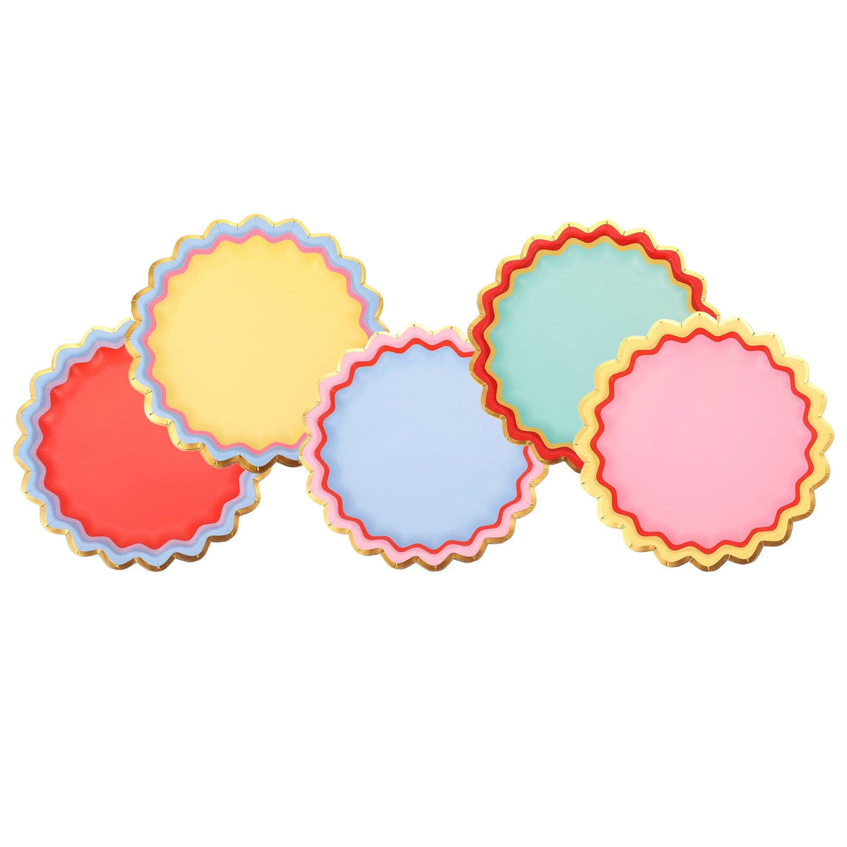 Rainbow Ric Rac Assorted Dessert Plates (10 ct, 5 colors)