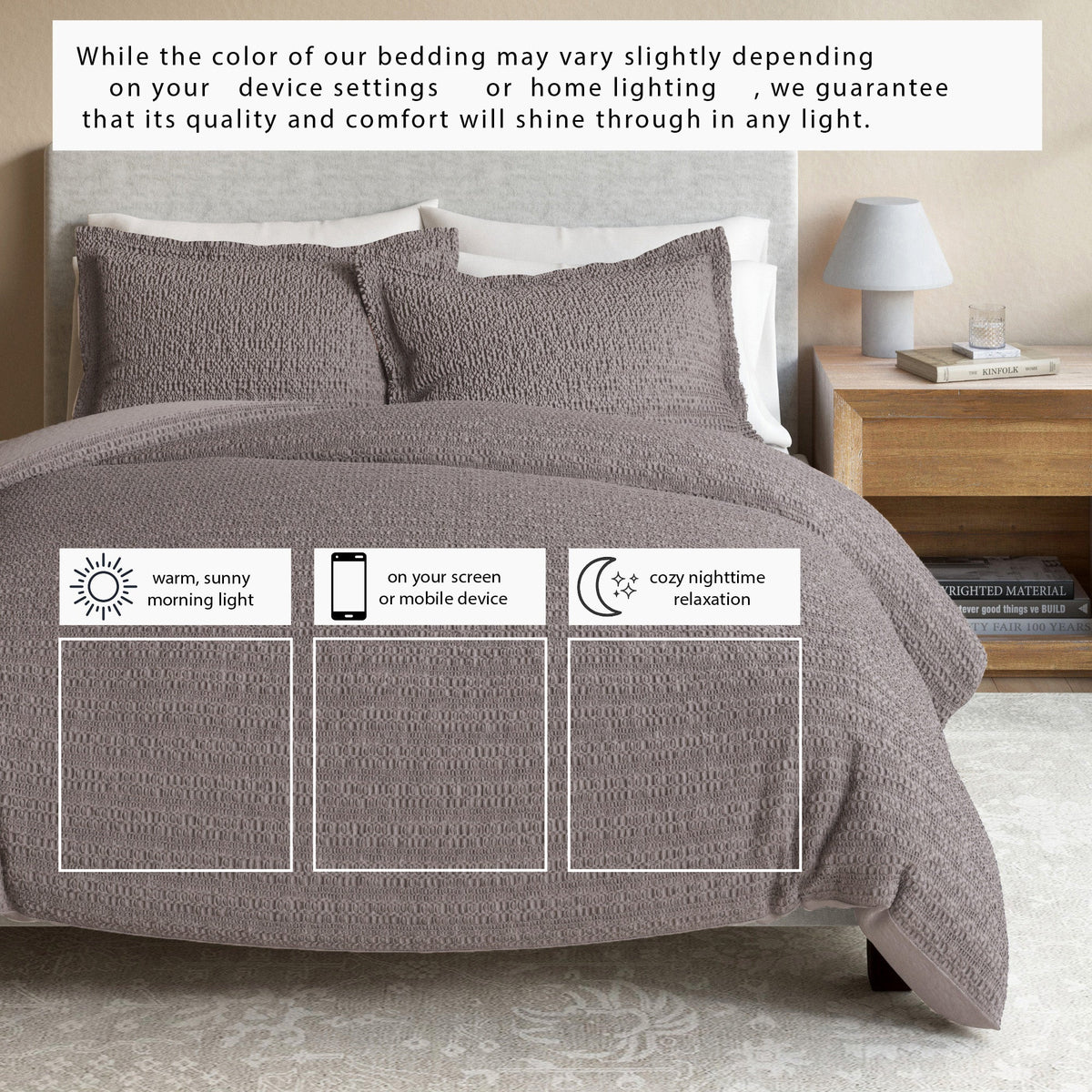 100% Cotton Honeycomb Waffle Duvet Set - Mattea Collection
