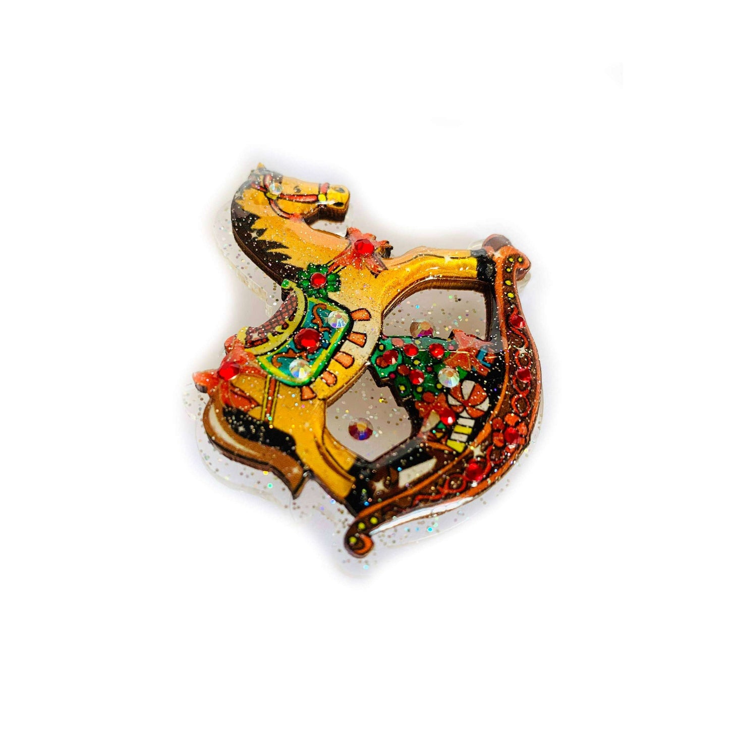 Rocking Horse Christmas Brooch by Rosie Rose Parker
