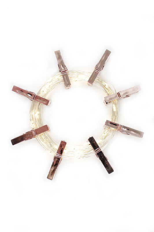 36 LED Rose Gold Photo Clip String Light- Battery Operated