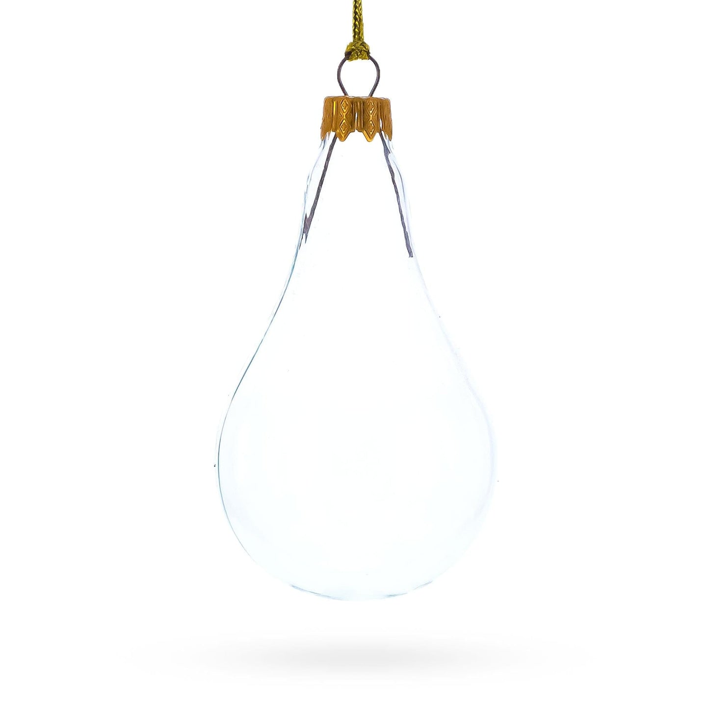 Set of 6 Clear Glass Waterdrop Finial Christmas Ornaments