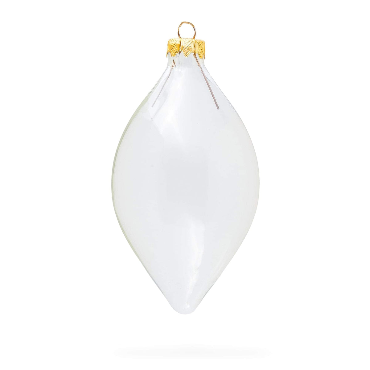 Set of 6 Pointed Teardrop Finial Clear Glass Christmas Ornaments