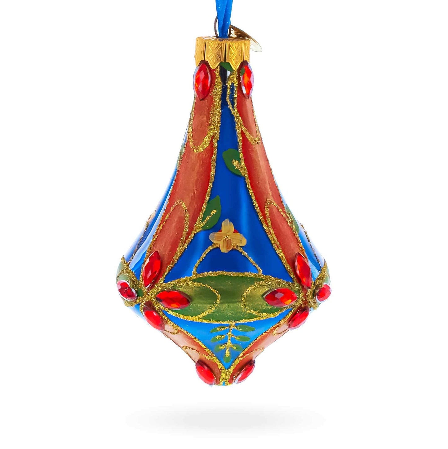 Kaleidoscope Bell Shape Finial Glass Christmas Ornament